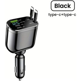 Resim Xuweiwei Siyah Type C Type C Araç Şarj Cihazı 2 Pd Port Ve Usb Dijital Ekran İle Hızlı Şarj 