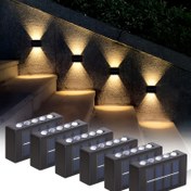 Resim 2'li 10LED Güneş Enerjili Dış Mekan Duvar Lambaları - Üst ve Alt Aydınlatma, Bahçe, Bahçe, Garaj, Veranda ve Duvar Dekorasyonu için İdeal, Yarı Yükseltilmiş Montaj, Toggle Kontrolü, Nikel Pil, Dış Mekan Aydınlatma Çözümü|Modern Duvar Lambası|Güneş Enerjili Lambalar, Dış Mekan Duvar Sconceleri 