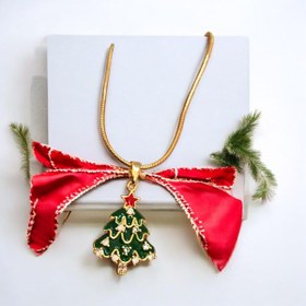 Resim Altın Kaplama Mineli Zirkon Taşlı Mineli Yeni Yıl Aparat - Çam Ağacı Yeşil 