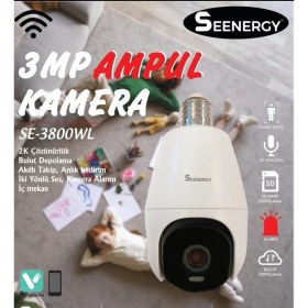 Resim Seenergy SE-3800WL 3D Ampül Kamera 1080P Harekete Duyarlı Bebek Güvenlik Kamerası 