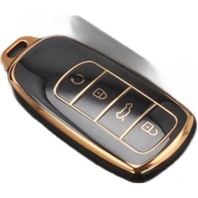 Resim Chery Tiggo 8 Pro Omoda 5 Uyumlu Anahtar Koruma Kılıfı Gold Siyah 