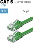 Resim IRENIS 5 Adet Cat6 Yassı Ethernet Network Lan Internet Kablosu Yeşil-7.50 Metre 