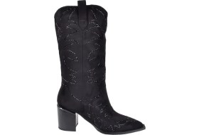Resim Guja Taş Detaylı Western Kadın Çizme GJ-131 Siyah Süet 
