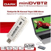 Resim Dark miniDVBT2 Dijital Karasal Yayın Uyumlu Kayıt Özellikli Harici USB DVB-T2 HD TV Kartı (DK-AC-TVUSBDVBT2) 