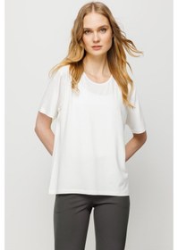 Resim Kadın Sıfır Yaka Basic Penye T-shirt Kemik Kemik 