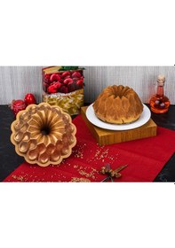 Resim Taç Damla Granit Döküm Kek Kalıbı Gold 