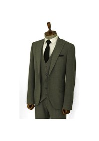 Resim Wessi Tek Düğmeli Slim Fit Koyu Gri Yelekli Erkek Takım Elbise Koyu Gri 