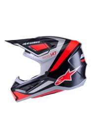 Resim Alpinestars S-M7 RIS Off-Road Kaskı Kırmızı / Gümüş 