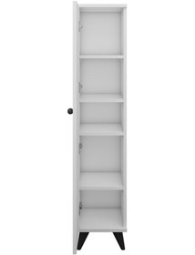 Resim Simple Çok Amaçlı Dolap 4 Raflı Tek Kapaklı 30x30x144 Beyaz Beyaz 