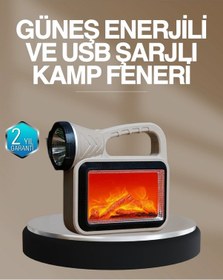 Resim Bfs Solar Cob Alev Efektli Lamba Güneş Enerjili, Suya Dayanıklı, Taşınabilir Çok Renkli 