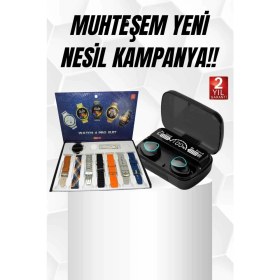 Resim Hobilinka Ucuz Kaliteli Yeni Nesil 7 Kordonlu Akıllı Saat ve Kablosuz Bluetooth Kulaklık Anc Özelliği 