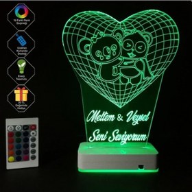 Resim Sevgiliye Hediye 3D Sevimli Hayvanlar Kalpli Masaüstü Led Lamba 