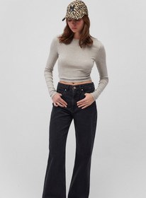 Resim Grey Long Sleeve Crop Basic T-Shirt - Grey / M 