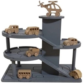 Resim Ahşap Üç Katlı Boyalı Otopark Garaj Seti 