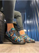 Resim Shoecide Yüksek Taban Renkli Baskılı Günlük Ayakkabı 046 Siyah Siyah Taban Siyah Siyah Taban Siyah 