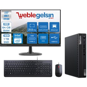 Resim Lenovo Lenovothinkcentre M70Q Gen 3 Intel Core i7 12700T 64GB 1TB SSD Freedos Fhd 21.5 Mon Mini Masaüstü Bilgisayar TİNY11T30036TXM15 