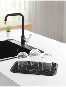 Resim Silikon Bulaşık Kurutma Matı Su Toplamaz Kaydırmaz Bulaşıklık Tencere Altlığı 