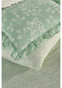 Resim Flora Serisi Fırfırlı Çift Kişilik 6 Parça Nevresim Takımı--70 Yeşil 