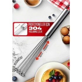 Resim Feyza Design Uzun Paslanmaz Çelik Top Uçlu Ayarlanabilir Çırpıcı 30 cm 