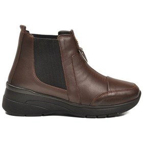 Resim Aspor Kahve Hakiki Deri İçi Polarlı Kadın Düz Bot Çok Renkli 