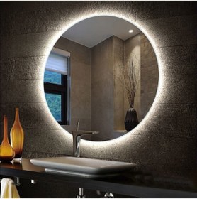 Resim DNR Mirror 70 Cm Beyaz Ledli Yuvarlak Banyo Aynası Tuvalet Aynası 