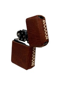 Resim Handmade El Yapımı Hakiki Deri Zippo Modeli Çakmak Tobacco 