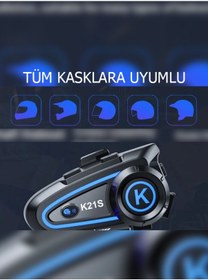 Resim 2 Kişi Eşleşmeli K21s Motosiklet Soft Kask İnterkom 2 Kişi Eşleşme 1000m 