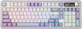 Resim Coverzone Ajazz AK980 Ekranlı Mekanik Klavye RGB, Tam Boy Hot-Swap 3 Modlu 8000 Mah Batarya Oyun Klavyesi, Bluetooth /2.4g Kablosuz/Type-C Kablolu Mor/Gift Switch 