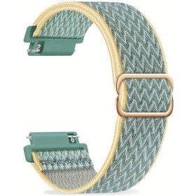 Resim Gaojunshop01 22mm Yeşilimsi Sarı Dalgalı Desenli Dayanıklı Nilon Kol Saati Kayışı 