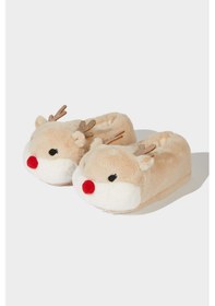 Resim Defacto Kız Çocuk Yılbaşı Temalı Düz Taban Panduf A8210a825wnbn279 Kahve-bn279 