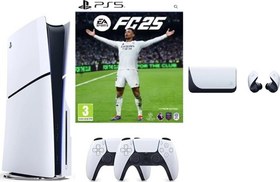 Resim Playstation 5 slim + 2.kol dualsense + ps5 Pulse Explore Kulaklık + Ps5 FC25 ( İthalatçı Garantili ) 