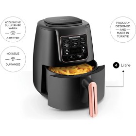Resim 3'ü 1 Arada, Ev Yemeği, Közleme, Fırın ve Izgara Fonksiyonlu Premium Airfryer Siyah 
