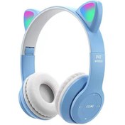 Resim Torima P47M Sevimli Renkli Kedi Kulak Bluetooth Kulaklık Mavi 