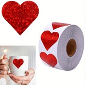 Resim 500 adet Işıl Işıl Kırmızı Kalp Sticker, Parti Hediyeleri, Sınıf Ödülleri, Düğün Dekorasyonları, Öğretmen Malzemeleri için Kendinden Yapışkanlı Kağıt Etiketler 