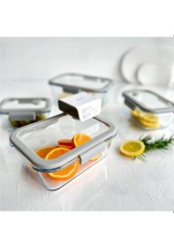 Resim Neoflam Fika Glace Vakumlu Cam Saklama Kabı Seti Gri 5 Parça 