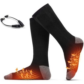 Resim Moveevo Siyah Kumaş Isıtıcı Çoraplar, Sabit 50 C Isı, Karbon Fiber Isıtıcı Tabaka, Dışarıda Çalışma/spor İçin, Power Bank Bağlantılı Pil Yok Çok Renkli 