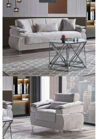 Resim Luis Çekyatlı Koltuk Takımı 3+1 Gri 