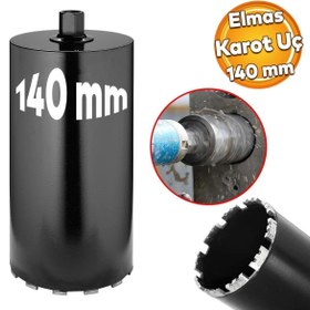 Resim Badem10 Elmas Karot Ucu 140 mm Shun Beton Zemin Duvar Delme Delik Açma Panç Aparat Uç Deprem Numune Al Test 
