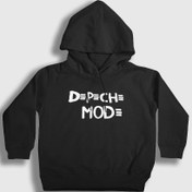 Resim Unisex Çocuk Siyah Logo Depeche Mode Kapüşonlu Sweatshirt 