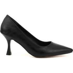 Resim Kadın Siyah Sivri Burun Kadeh Ökçe Stiletto 