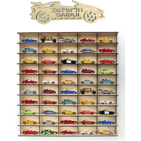 Resim Woodbu 50 Araçlık Mdf Akçaağaç Özel İsimli Hobi Araba Rafı 