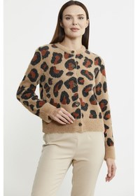 Resim Sementa Leopar Desenli Sakallı Triko Hırka - Bej 001 