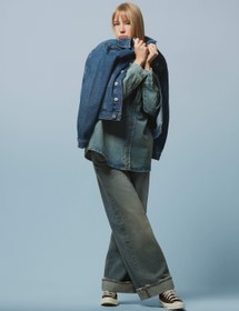 Resim Loose Fit Kadın İndigo Jean Pantolon 