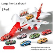 Resim Kırmızı, 18 Metal Araba, Büyük Deforme Olmuş A380 Yolcu Uçağı - Çocuklar İçin Oyuncak Uçak, Ataletsel Raylı Kayar Depolama Simülasyonu Çok Renkli 