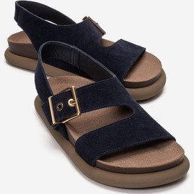 Resim Luvishoes Jalven Lacivert Süet Hakiki Deri Kadın Sandalet 