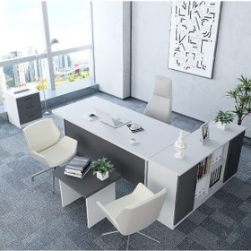 Resim Padova 5'li Ofis Takımı Model 3 Beyaz Füme 