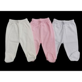 Resim özdemirli bebe Bebek Patikli Alt Hava Alır Kumaş Düz Renk (3 Lü Paket Beyaz-pembe-krem) 