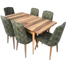 Resim Masa Sandalye Kütük Desen Takım Model Kayın Torna Retro Ayak Açılır 6adet Çizgi Sandalye El Yapım 