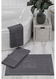 Resim 3 Lü Banyo Ayak Havlusu %100 Pamuklu 50x70 Cm Nice Antrasit 
