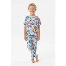 Resim Isobel Cars Baskılı %100 Pamuk Erkek Çocuk Pijama Takımı 